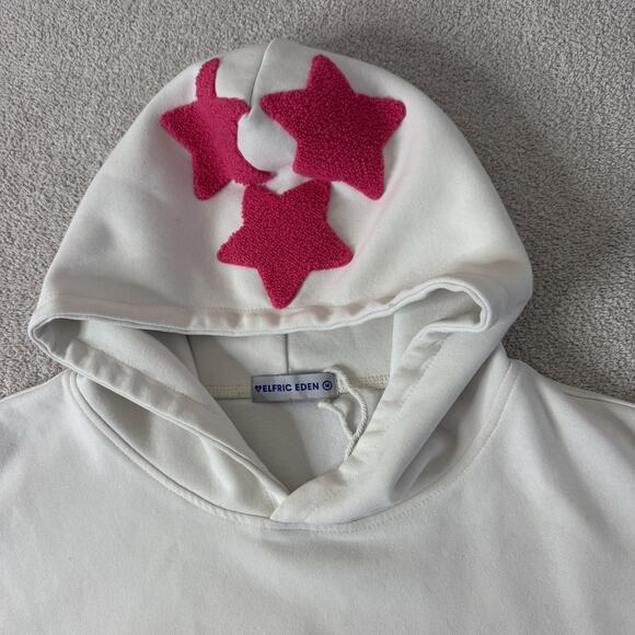 Elfric Aelfric Eden Hoodie Womens M Cream Pink Stars 3D Hoodie - Picture 3 of 6
